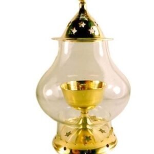 Brass Akhand Diya with Borosilicate Glass for Puja Home Temple Oil Lamp Tea Holder