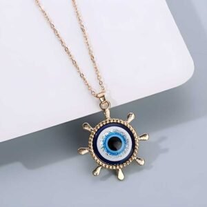 Western Silver Evil Eye Chain Necklace For Women & Girls
