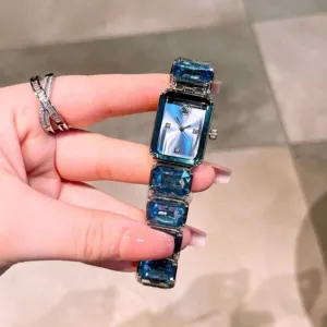 Swarovski Watch Octagon Silver Blue For Women (SW481)