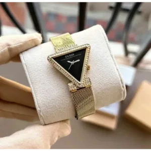 Guess Watch Triangle Women Diamond Gold Black For Women (SW491)