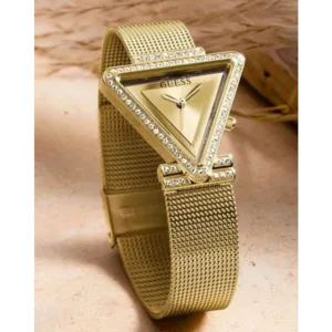 Guess Watch Triangle Diamond Gold For Women (SW498)