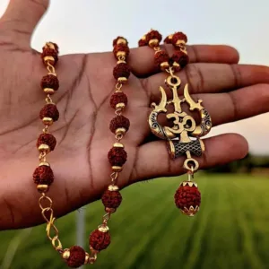 Gleaming Men's Gold Plated Rudraksha Chains