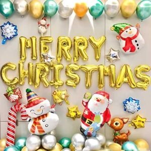 Combo Of Merry Christmas Gold Letter Balloon (Pack Of 1)