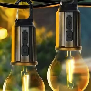Decorative Hanging Bulb With 3 Modes Tent Lamp For Camping (Pack Of 2)