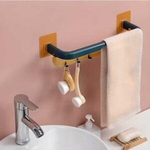 Double Layer Plastic Towel Rack With Hooks