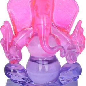 Crystal Ganesh Twin Side Face Car Dashboard Idols Showpiece 6.5 cm (Crystal, Multicolor)