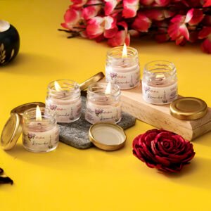 CraftIndia Set of 5 Lavender Scented Minijar Candle