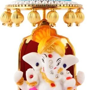 Ganesh Ji Idol Statue For Car Dashboard Showpiece 6 cm (Polyresin, Multicolor)