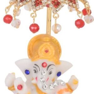 Chatri Aasan Ganesh Idols Decorative Showpiece - 6 cm (Polyresin, Gold)