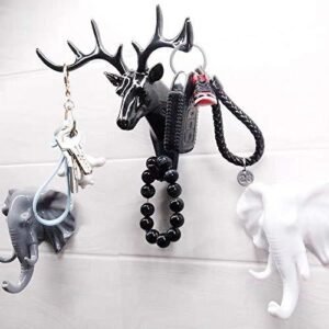 Abs Plastic Deer Head Self Adhesive Wall Door Decorative Hooks For Coats, Bag, Keys (Pack Of 2)