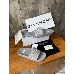Givenchy Gray Logo Patch Monogrammed Sandals For Men (LAB887)